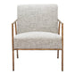 25" Beige And Gold Upholstered Arm Chair
