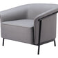 35" Slate Gray And Black Faux Leather Arm Chair