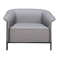 35" Slate Gray And Black Faux Leather Arm Chair