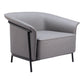 35" Slate Gray And Black Faux Leather Arm Chair