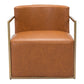 27" Brown And Gold Faux Leather And Faux Leather Arm Chair