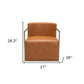 27" Brown And Gold Faux Leather And Faux Leather Arm Chair