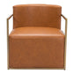 27" Brown And Gold Faux Leather And Faux Leather Arm Chair