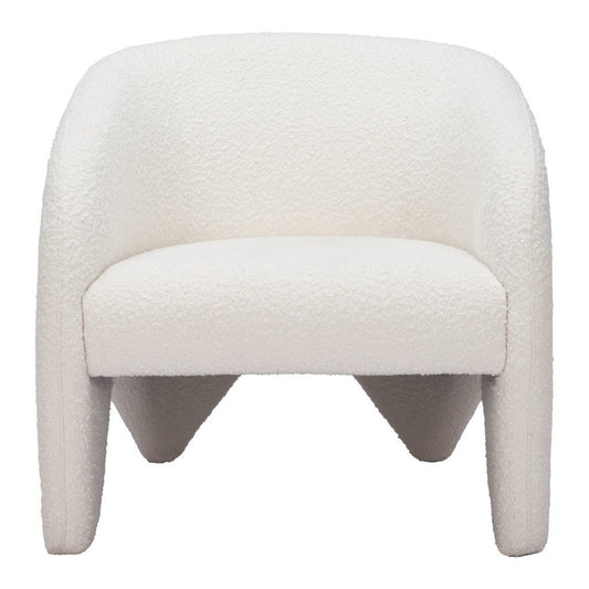 30" White Faux Shearling And Upholstered Arm Chair
