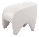 30" White Faux Shearling And Upholstered Arm Chair