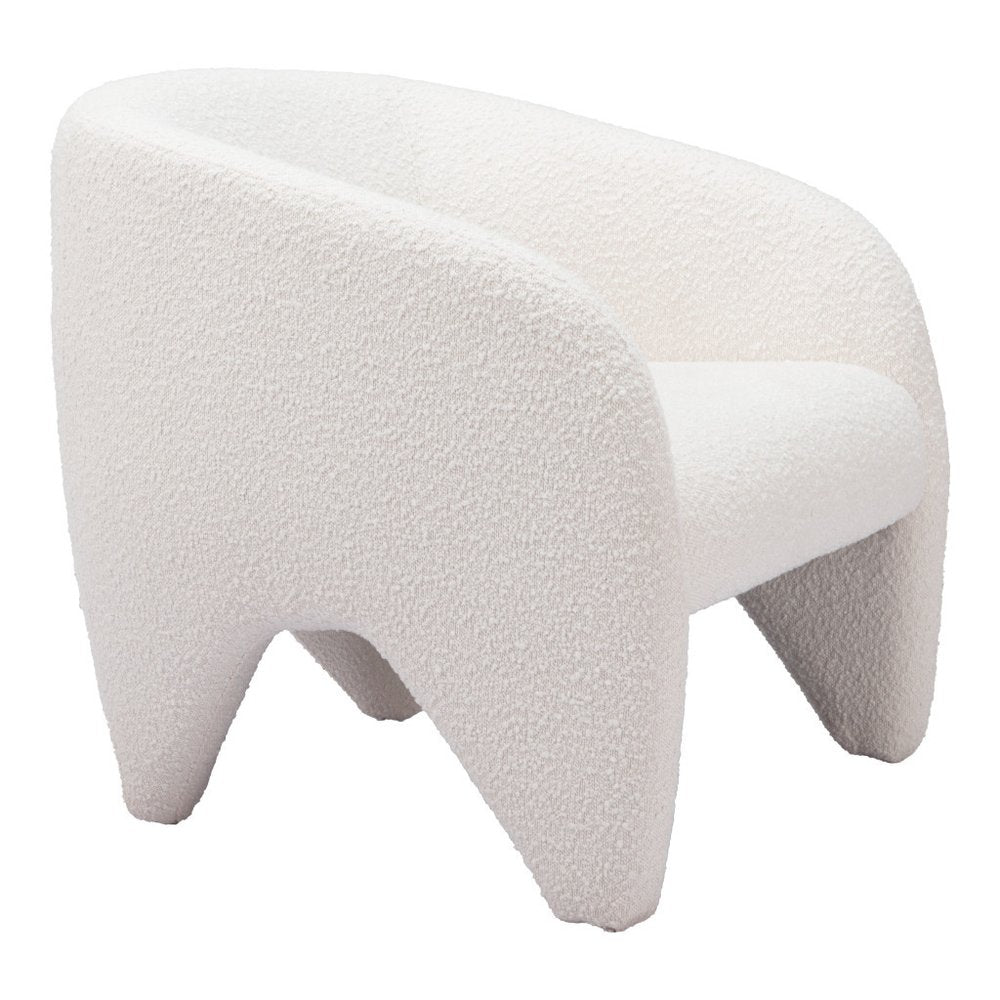 30" White Faux Shearling And Upholstered Arm Chair