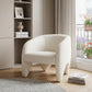 30" White Faux Shearling And Upholstered Arm Chair