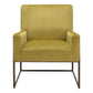 26" Olive Green And Bronze Velvet And Upholstered Arm Chair