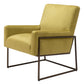 26" Olive Green And Bronze Velvet And Upholstered Arm Chair