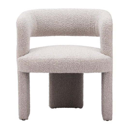 27" Beige Faux Shearling And Upholstered Arm Chair