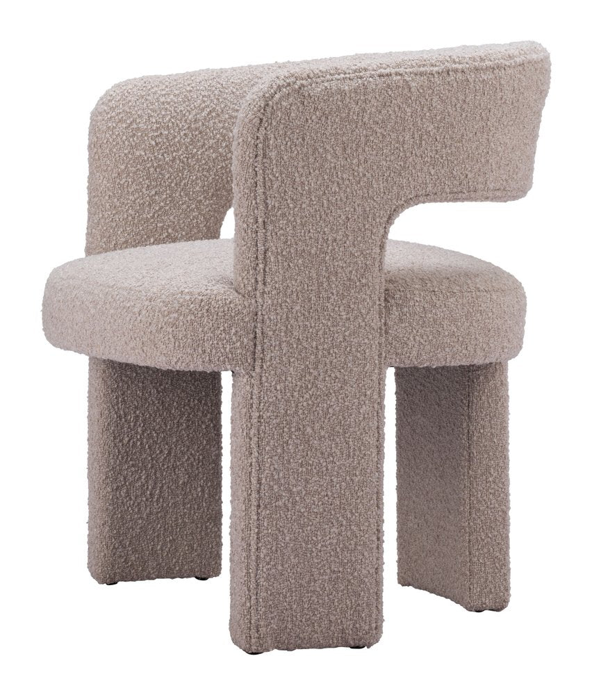 27" Beige Faux Shearling And Upholstered Arm Chair