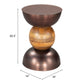 20" Bronze and Brown Iron and Solid Wood Round Pedestal End Table