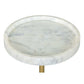 22" Gold Gray And White Marble And Iron Round Pedestal End Table
