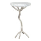 22" Silver And White Marble Round End Table