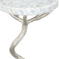 22" Silver And White Marble Round End Table