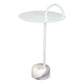 25" White Iron And Marble Round Pedestal End Table