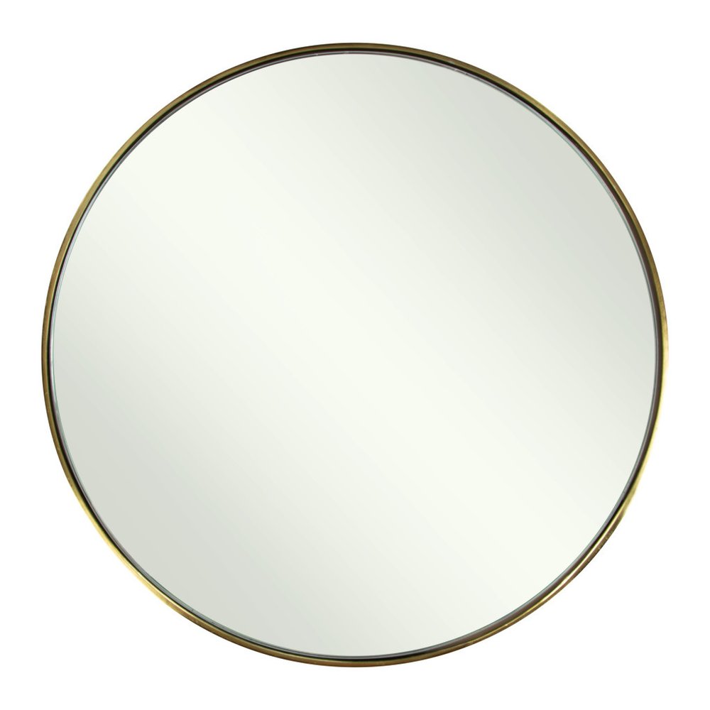 20" Gold and Black Mirrored Glass and Iron Round End Table