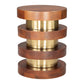 20" Brown and Gold Solid Wood and Iron Round Pedestal End Table