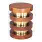 20" Brown and Gold Solid Wood and Iron Round Pedestal End Table