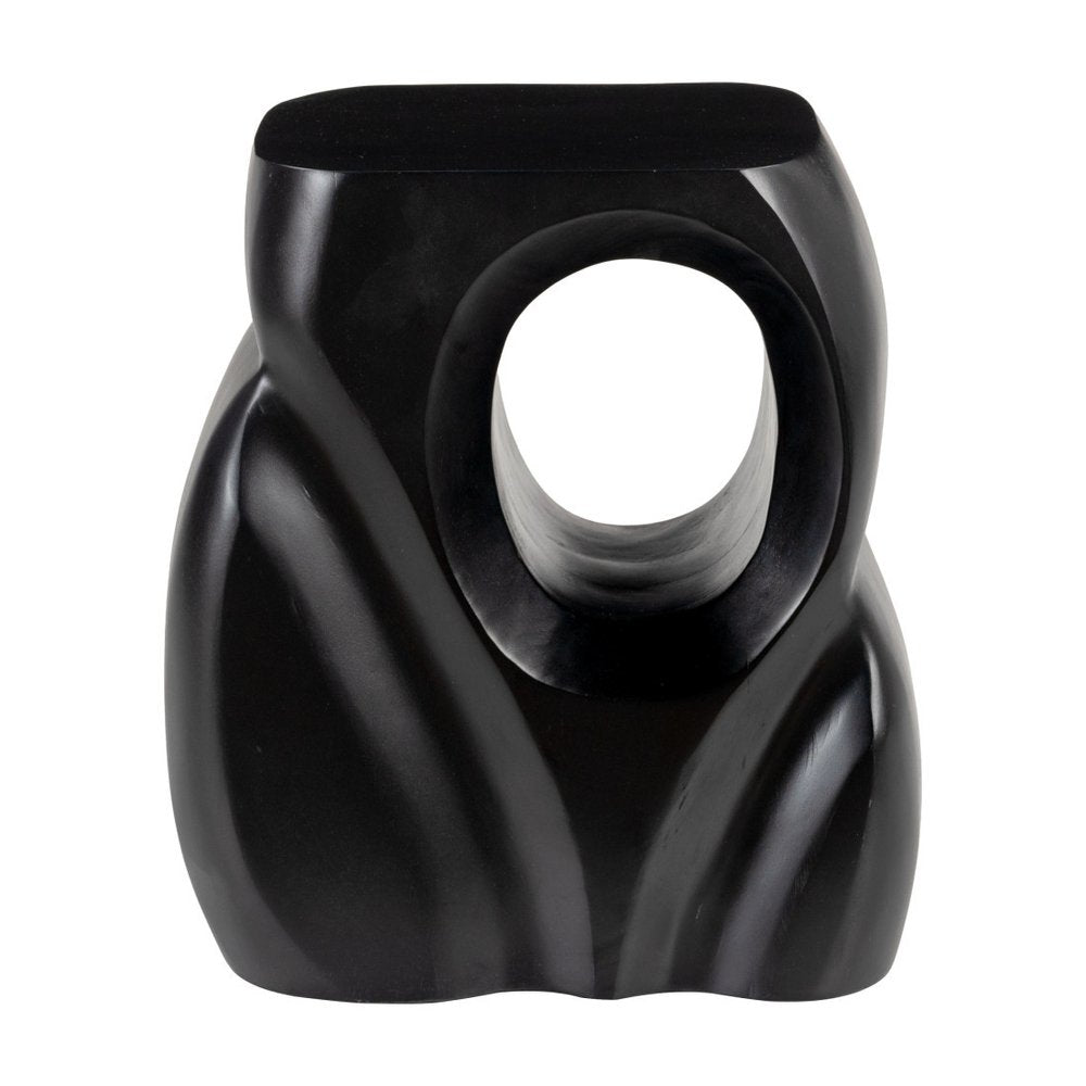 16" Black Solid Wood Figurine End Table