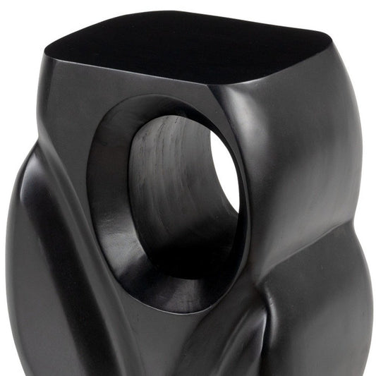 16" Black Solid Wood Figurine End Table
