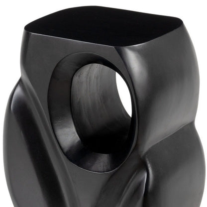 16" Black Solid Wood Figurine End Table