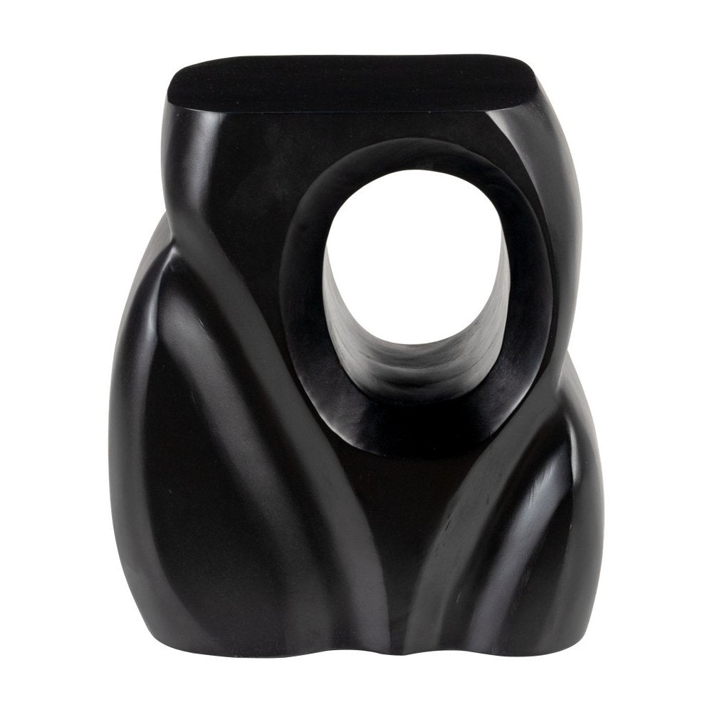 16" Black Solid Wood Figurine End Table