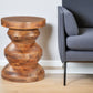 21" Brown Solid Wood Round Pedestal End Table