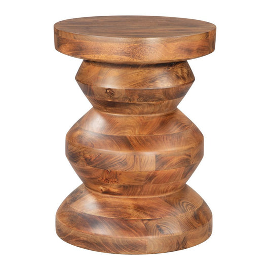 21" Brown Solid Wood Round Pedestal End Table