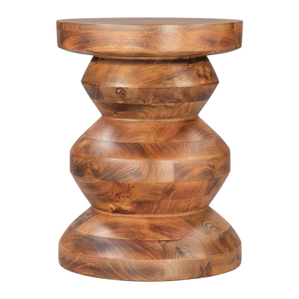 21" Brown Solid Wood Round Pedestal End Table