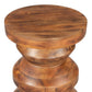 21" Brown Solid Wood Round Pedestal End Table