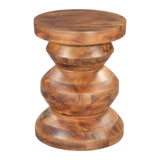21" Brown Solid Wood Round Pedestal End Table