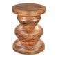 21" Brown Solid Wood Round Pedestal End Table