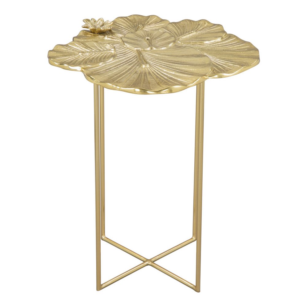 21" Gold Aluminum And Iron Cross Legs End Table