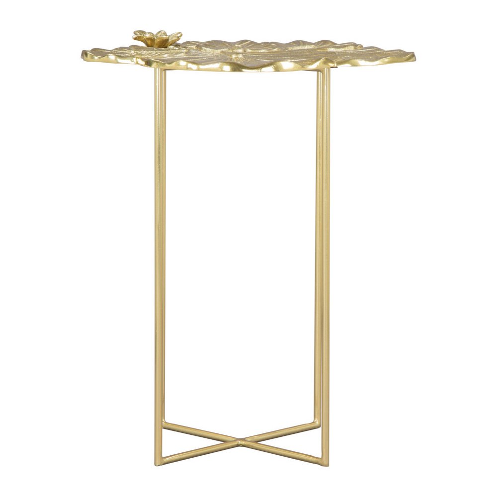 21" Gold Aluminum And Iron Cross Legs End Table