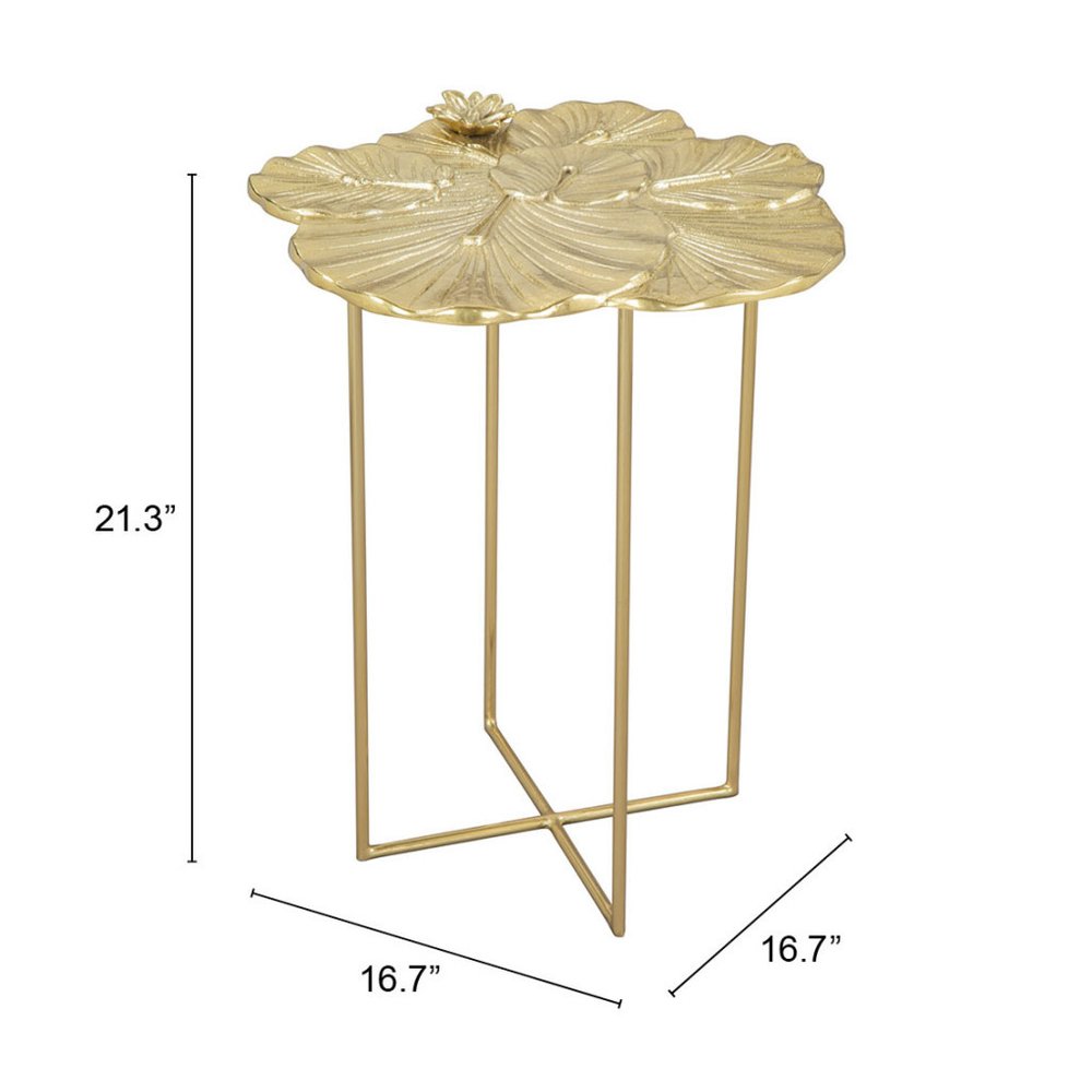 21" Gold Aluminum And Iron Cross Legs End Table