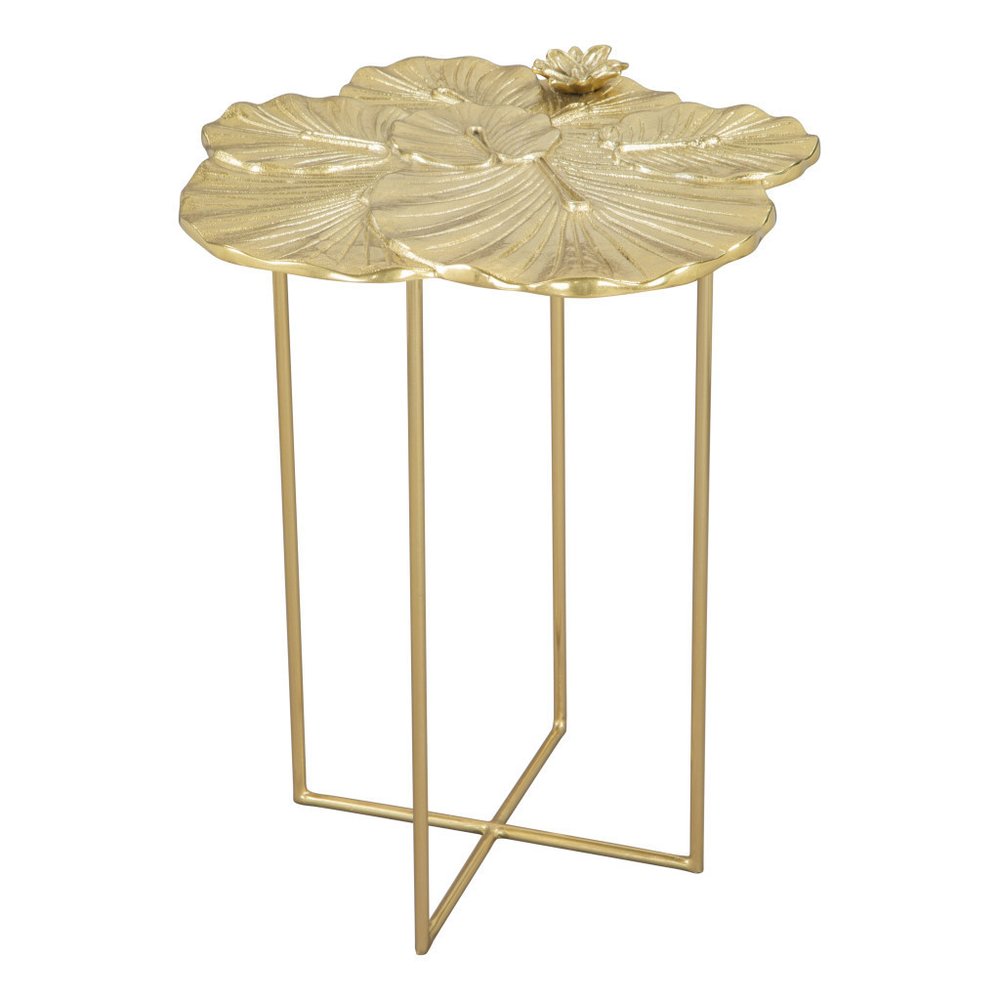 21" Gold Aluminum And Iron Cross Legs End Table