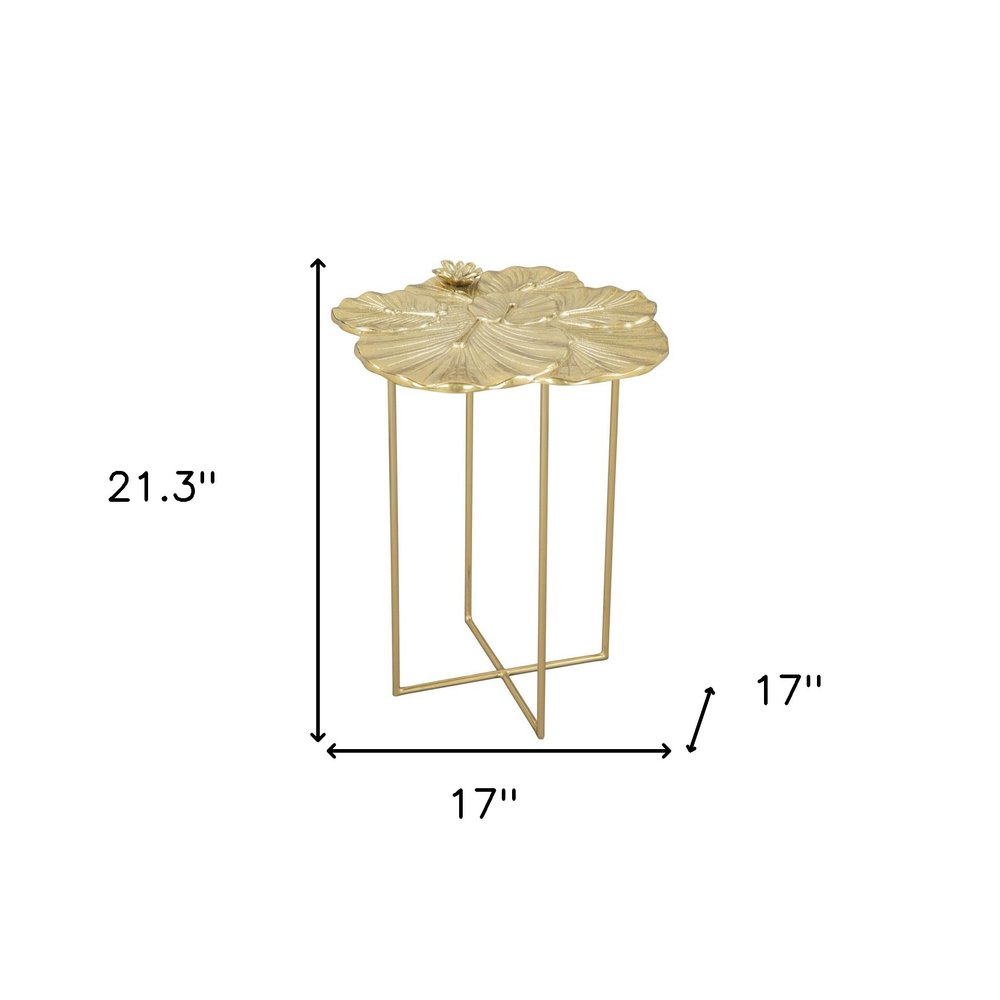 21" Gold Aluminum And Iron Cross Legs End Table