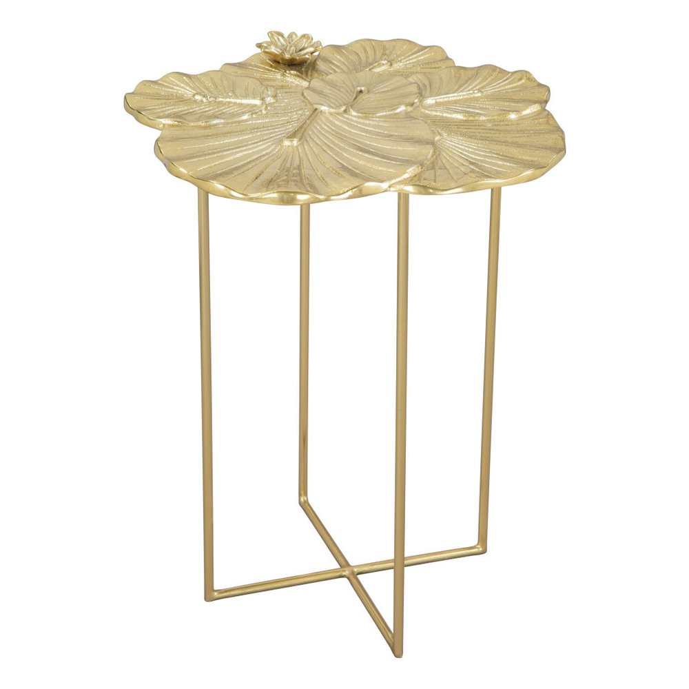 21" Gold Aluminum And Iron Cross Legs End Table