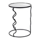 24" Black Mirrored Glass and Steel Round Abstract End Table