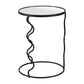 24" Black Mirrored Glass and Steel Round Abstract End Table