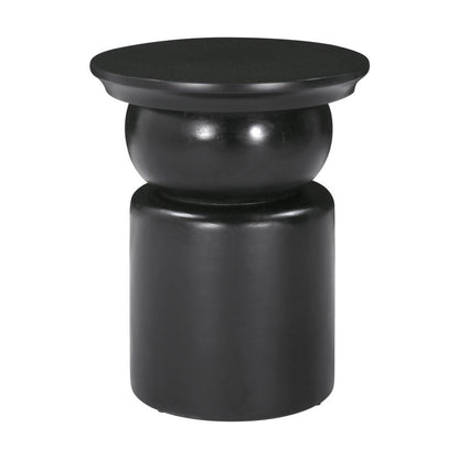 20" Black Solid Wood Round Drum End Table