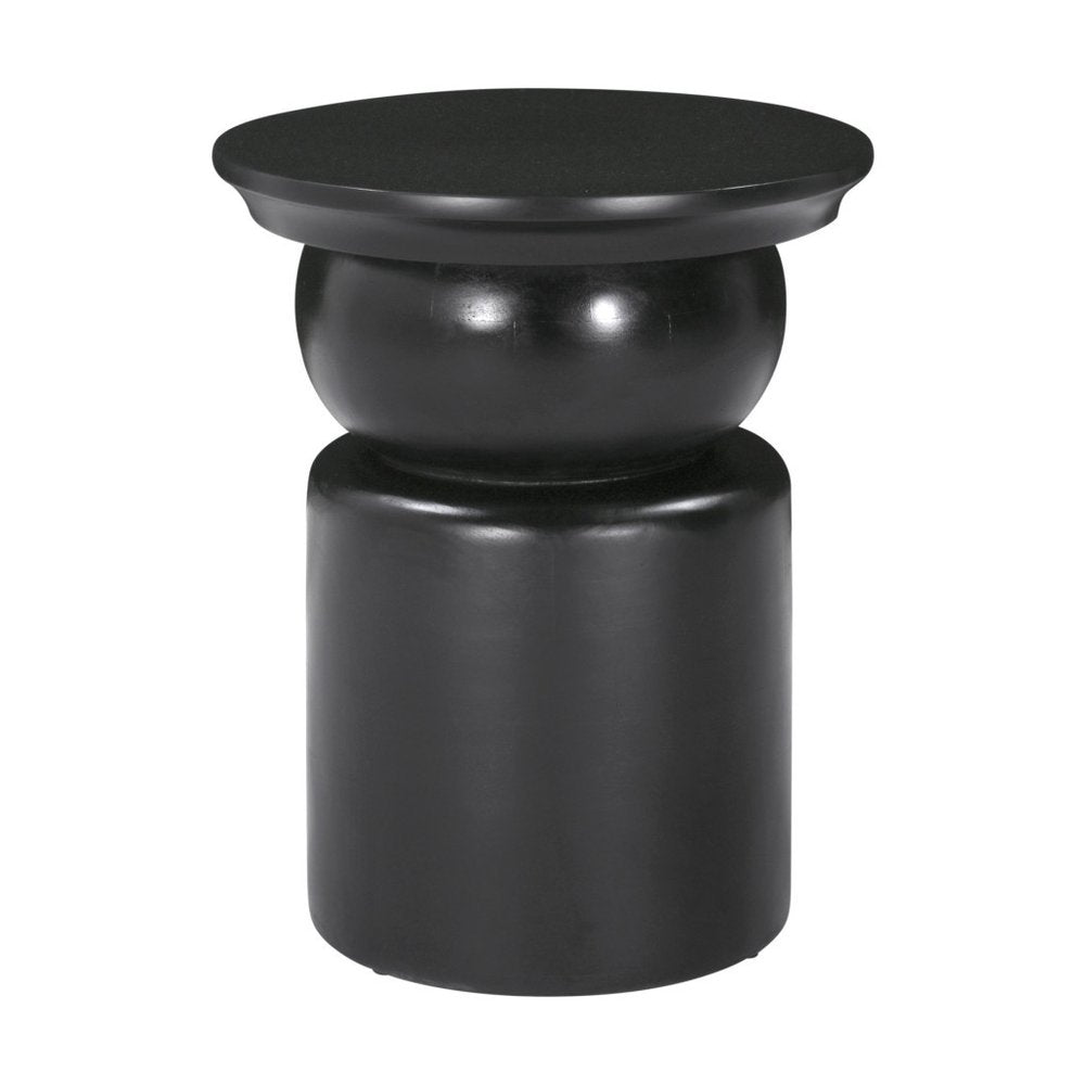 20" Black Solid Wood Round Drum End Table