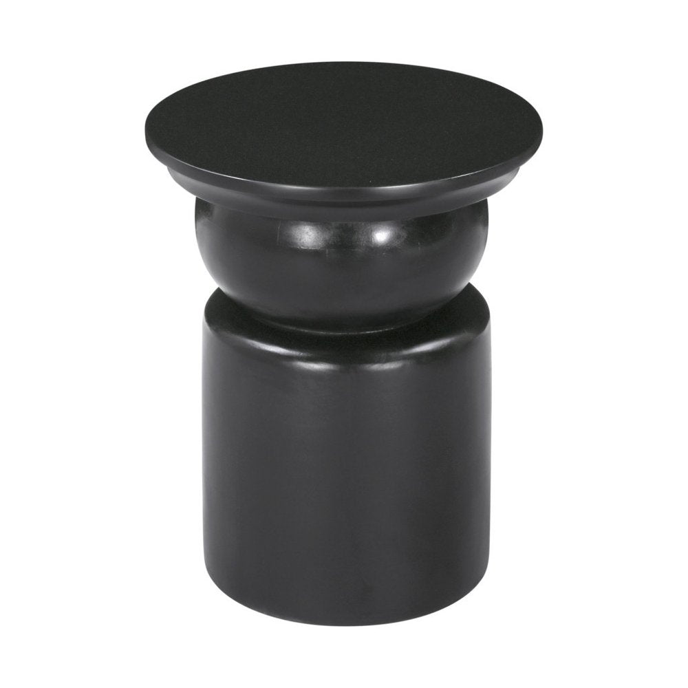 20" Black Solid Wood Round Drum End Table