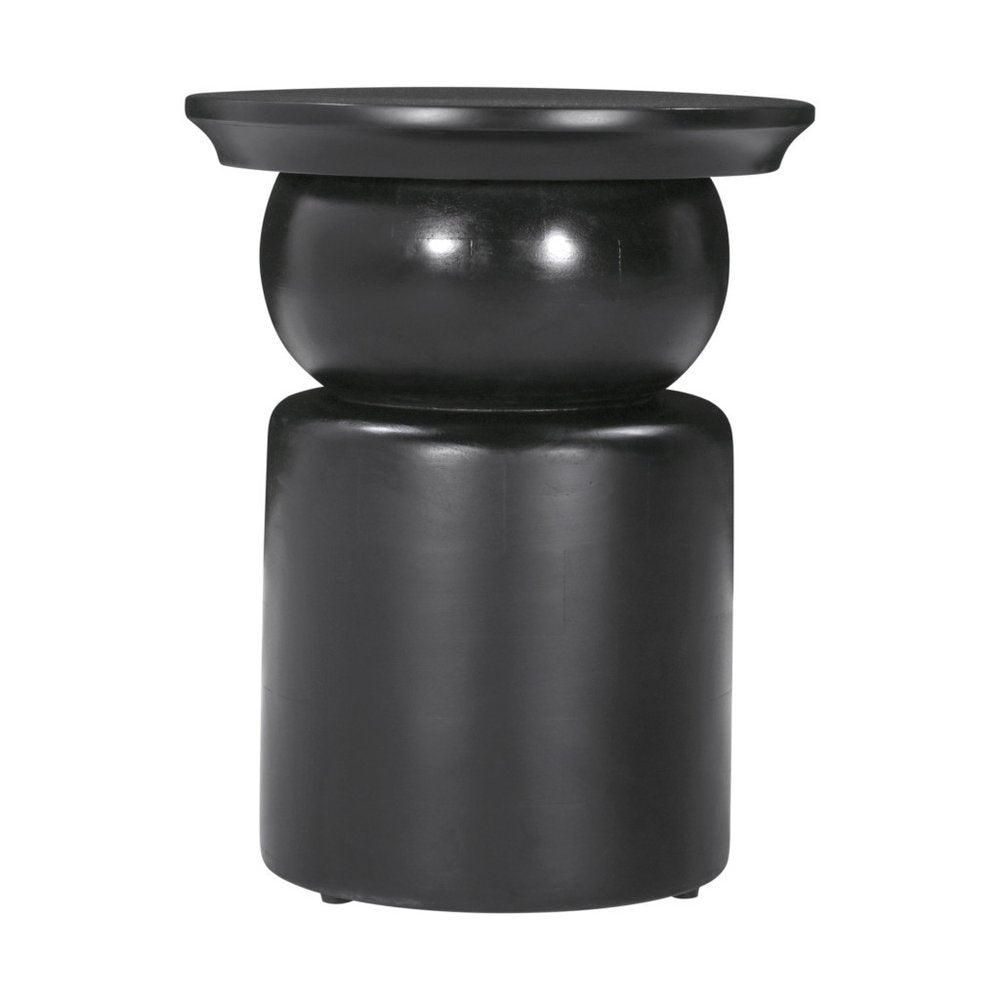 20" Black Solid Wood Round Drum End Table