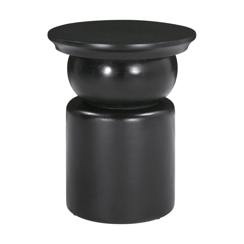 20" Black Solid Wood Round Drum End Table