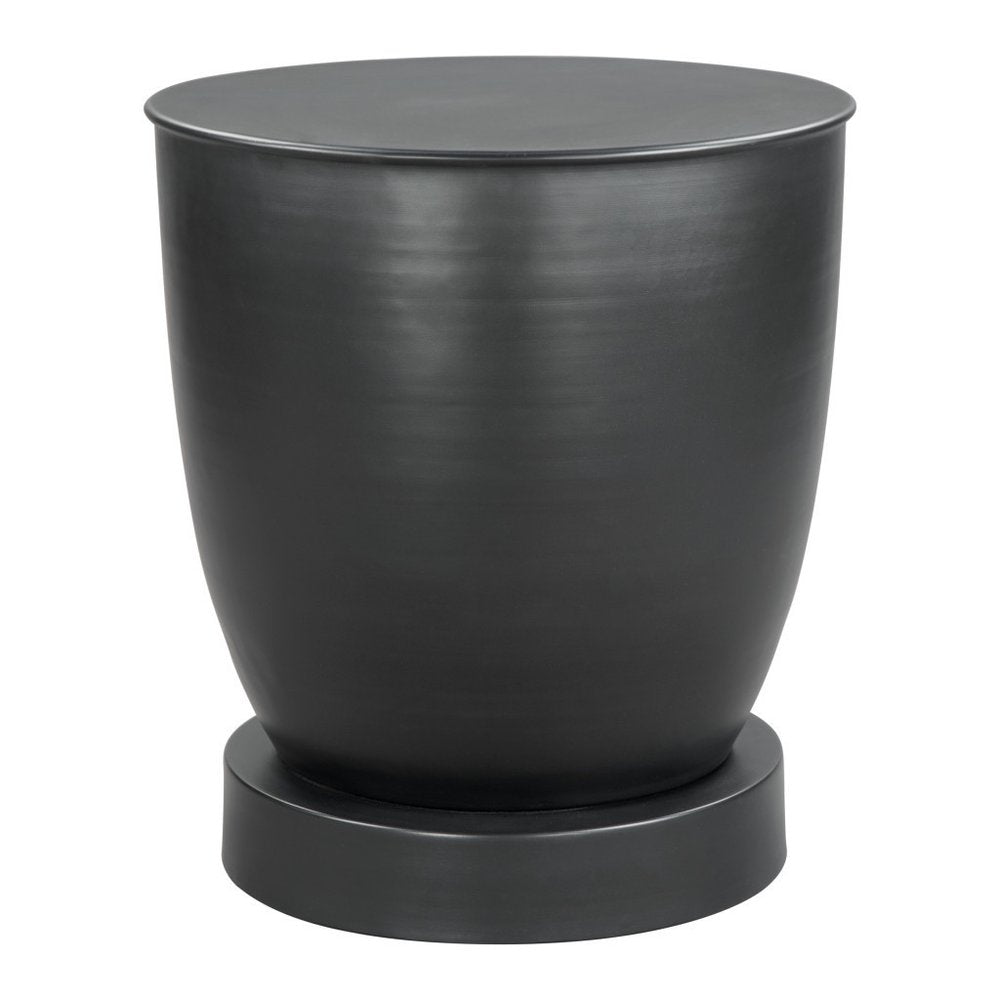 20" Black Iron Round Pedestal End Table