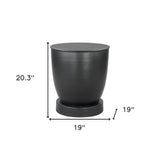 20" Black Iron Round Pedestal End Table