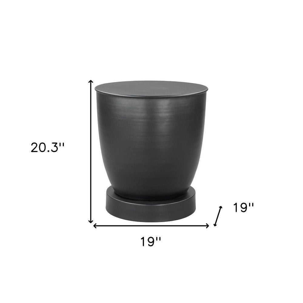 20" Black Iron Round Pedestal End Table