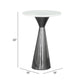 23" White And Black Marble And Steel Round Pedestal End Table